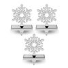 Hoolaroo Silver Stocking Holder Snowflake Stocking Hangers for Fireplace Weighted Stocking Holder Chrome Hook Metal Decoration Dog Kids Snowflake Reindeer Stag Ornament Set 3 Pack Snowflake