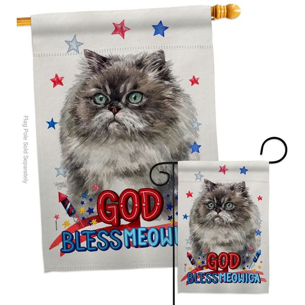 Breeze Decor Patriotic Himalayan Garden House Flag Set Cat Kitten Meow Spoiled Paw Fur Pet Nature Farm Animal Creature Decoration Banner Small Yard Gift Double-Sided, Made in USA