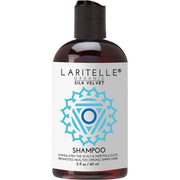 Laritelle Organic Travel Size Shampoo 2 oz | Chamomile, Geranium + Biotin+Keratin + Follicle Stimulating Rosemary, Ravintsara & Myrtle | Hair Loss Prevention, Clarifying, Softening, Strengthening | GF