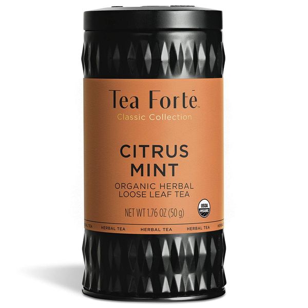 Tea Forte Organic Herbal Tea, Makes 35-50 Cups, 1.76 Ounce Loose Leaf Tea Canister, Citrus Mint