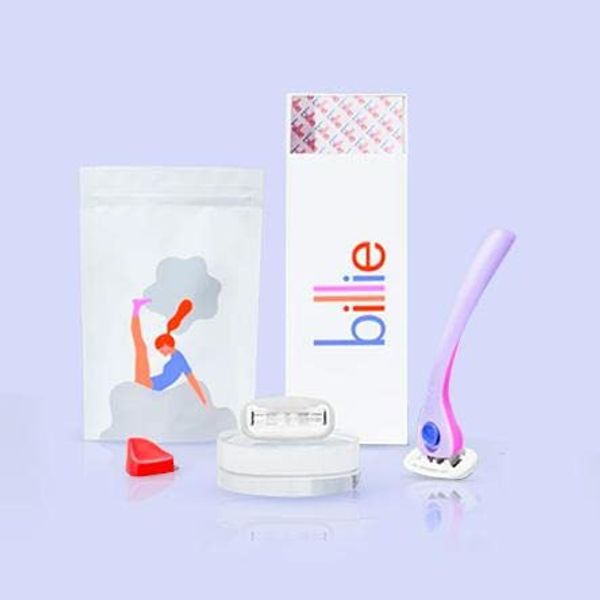 BLESS LINEN Billie Shaving Razor Start Set - with 2x 5-Blade Cartridges and the Magic Holder - DreamPop Color, 4 Piece Set