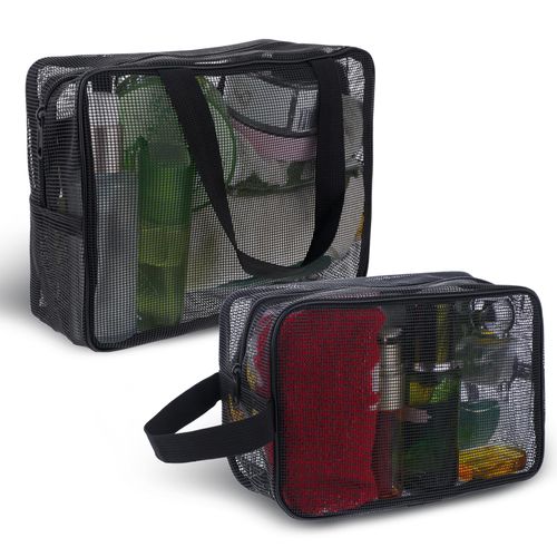 simarro 2 Pack Mesh Shower Bag, Mesh Shower Caddy, Mesh Toiletry Bags for Traveling, Toiletry Organizer Bag for Gym Travel Camping College Dorm Room