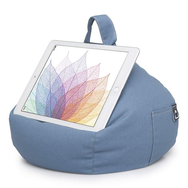 iBeani iPad & Tablet Stand / Bean Bag Cushion Holder for All Devices / Any Angle on Any Surface - Blue Denim