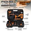 46 Piece Cordless Drill Tool Kit Garage Home Office Repairs Toolbox Set Orange