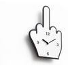 White Middle Finger Minimalist Silent Wall Clock (11.25" X 7.5")