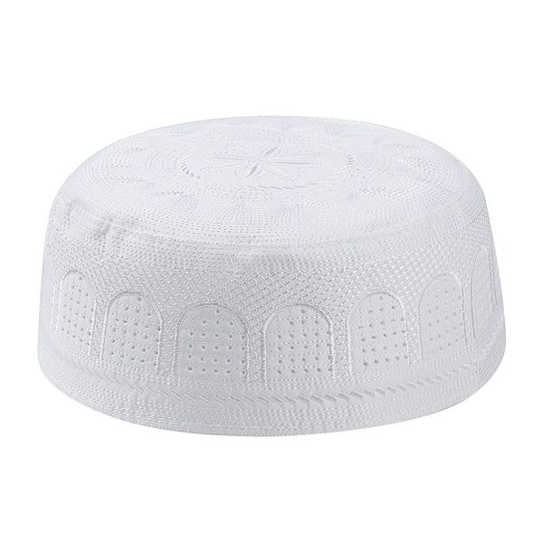 Men Muslim Prayer Kufi Hat Prayer Headwear Cap Islamic Beanie Skull Cap Embroidery Kofia Topi Sun Hat White