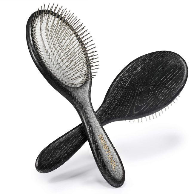 BESTOOL Hair Brush, Paddle Detangler Brush with Metal Bristles for Women/Men/Kids Detangling & Massaging, Anti Static, Best for All Hair Types Wet & Dry Daily Use (Oval)