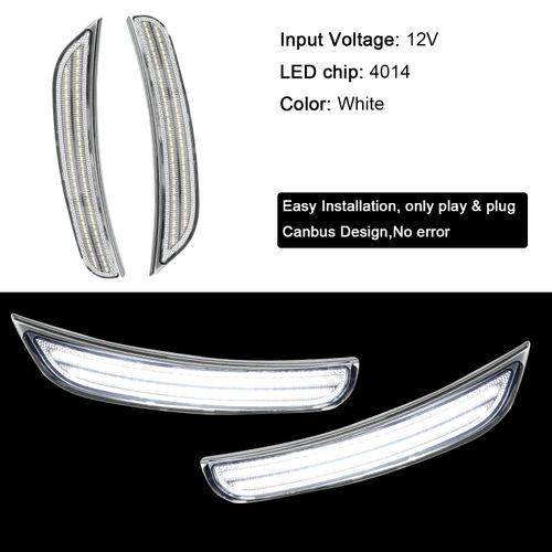 ROCCS 4PCS LED White Side Marker Lights Compatible with Dodge Charger SRT Hellcat Scat Pack 2015-2023 Front Rear Bumper Turn Signal Light,OEM part number 68214405AA/68214404AA/68214127AA,Clear Lens