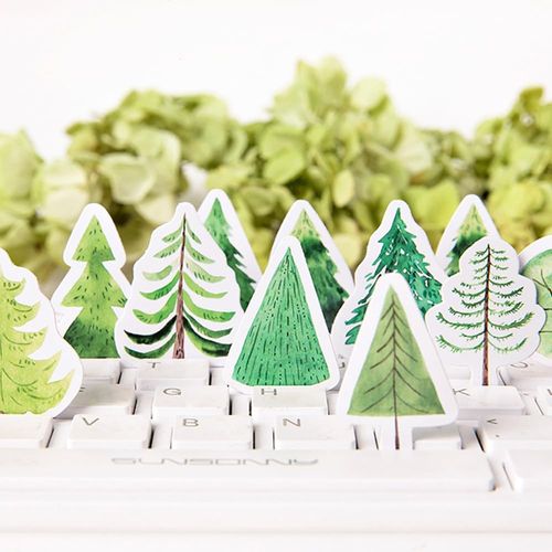 Small Pine Tree Stickers, Obujopal 45Pcs Green Forest Stickers for Scrapbooking Journaling Planners Water Diary Planner Collage Envelope Phone Case DIY Art Crafts Decoration