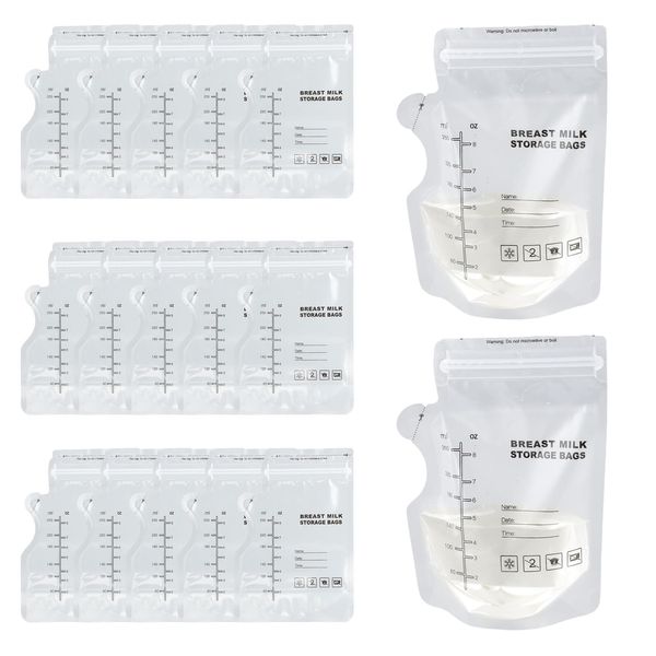 50PCS Breast Milk Storage Bag, BPA Free Milk Bag with Scale, 250ML Disposable Milk Storage Bag, Store Flat or Standing, Space Saving for Fridge Freezer Use