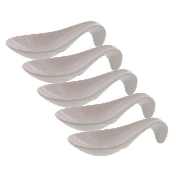 Tableware East Amuse Spoon, Set of 5, Western Tableware, Lotus Astragalus, Spoon, One Spoon, Bean Plate (White)