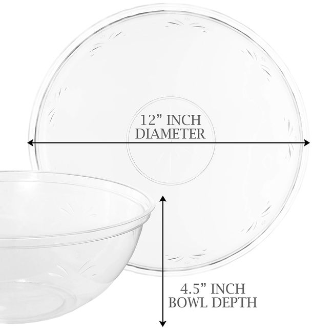 Cheer.US Crystal Clear Plastic Serving Bowls, Salad, Snack