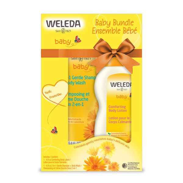 Weleda Baby Calendula Body Lotion and Shampoo-Body Wash Bundle, 6.8 Fluid Ounce (Pack of 2), Plant Rich Baby Care with Calendula and Sweet Almond Oil