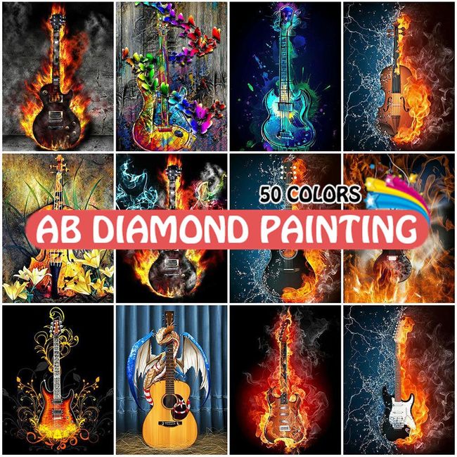 5D Diamond Painting Stitch Playing Guitar Watercolor Kit