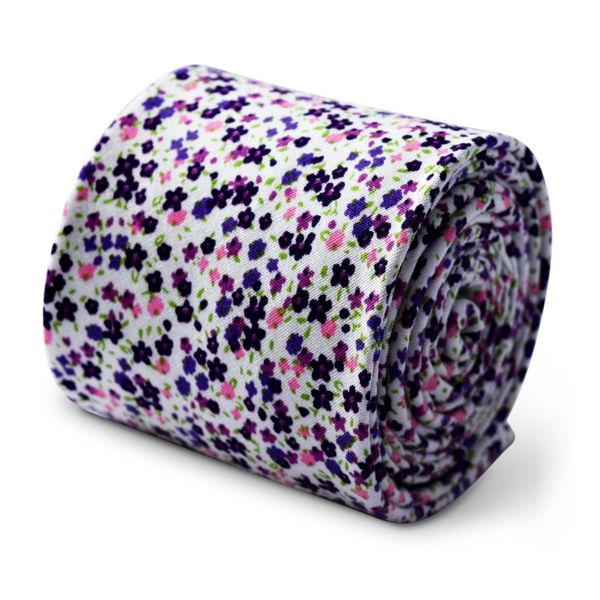 Frederick Thomas lilac purple pocket square with white pin spots