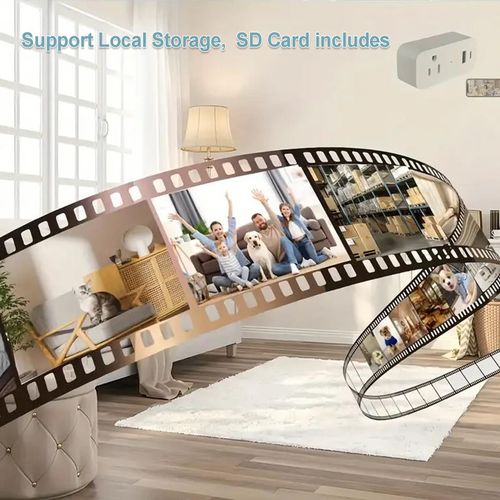 Smart Power Strip Wireless Plug WiFi Connection Wall Outlet, Support App Remote & Local Storage, Suitable for Pet Monitor Built-in 32G Memory Card (No Audio)