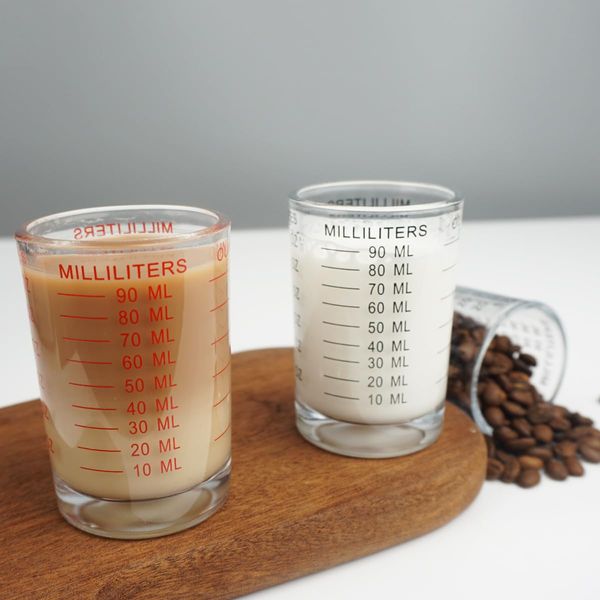 BCnmviku Measuring Cup 90ml/3oz Espresso Shot Glass Shot Glass Graduated Ounce Cup Coffee Milk Water Liquor Glass Cookware Wine Glass Thickened Heat Resistant Glass