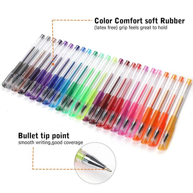 Glitter Gel Pens Set 24 Colored Glitter Pen with 24 Refills for Adult