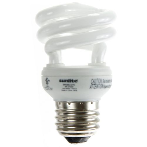Sunlite SMS9/E/41K/4PK 9 Watt Super Mini Spiral Energy Star Certified CFL Light Bulb Medium Base Cool White 4 Pack