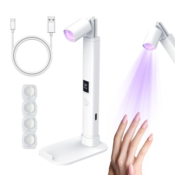 MeYuxg UV Lamp for Gel Nails, Mini UV LED Lamp for Nails, with Retractable Folding Stand & Timer, USB Charging, Portable Small UV Nail Lamp for DIY Manicure, Salon, Gel Nail Polish