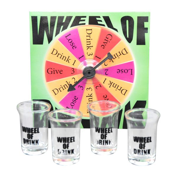 Game Night Wheel of Drink Shot Glass Board Game Set, Multicolor