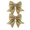 Christmas Tree Decoration 2 Pack 12cm Glitter Bows - Gold