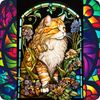 Set of 6 Stained Glass Effect Cat Square MDF Coaster - Set-04