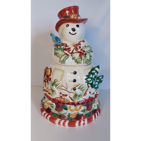 Jolly Ol Snowy Snowman Cookie Jar 2003 Tracy Porter Exclusive Christmas Bird