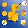 5 Gallon Mini Press Mop Bucket with Wringer 20L Rolling Cart Yellow