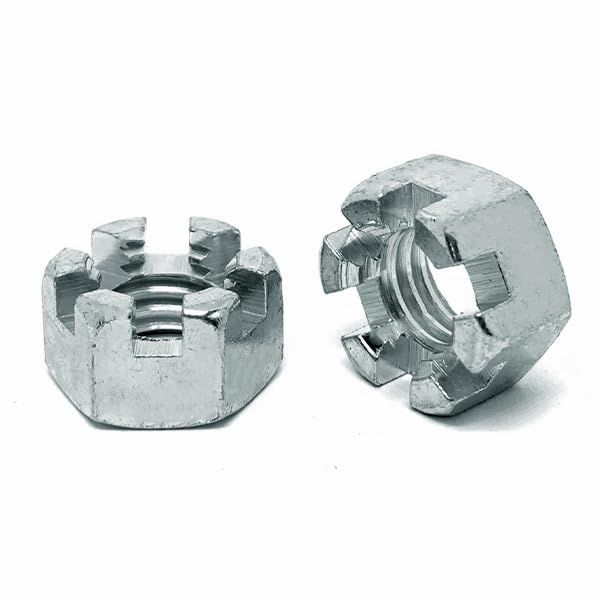 (12 Pieces) 1"-8 Slotted Finished Hex Nuts Zinc Clear