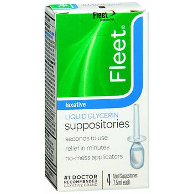 Fleet Laxative Liquid Glycerin Suppositories 4 Adult Suppositories 4.5Oz 24 Pack