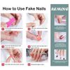 Cubahop 24pcs Short Square Silver Fake Nails Gradient Glitter False Nails Sequin Press on Nails for Women and Girls