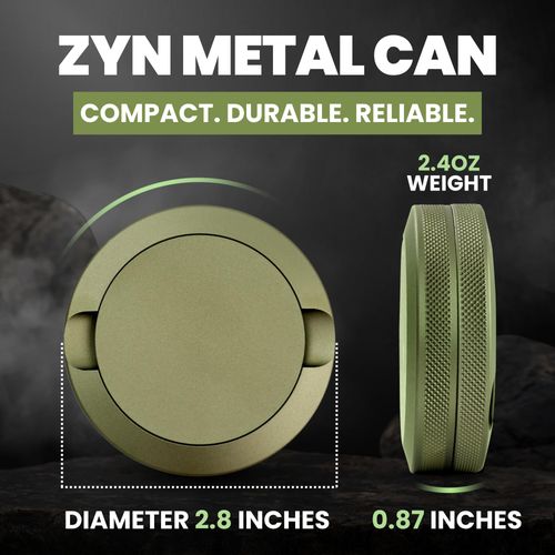 TuffTynz - Premium Zyn Metal Can | Zyn Holder | Metal Zyn Container | Moisture & Odor Proof Container | Aluminum Zyn Can & Organizer | Dip Can | Zyn Tin | Zyn Gifts for Men | Plain, Military Green