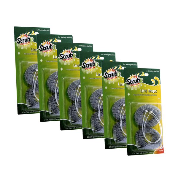 Scrub-It Aluminum Mesh 12 Lint Traps with 12 Long Lasting Ties for Washing Machines