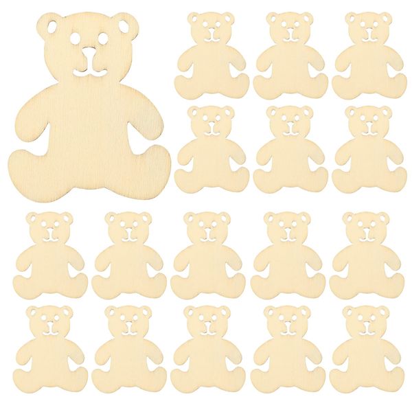 EXCEART 40pcs Unfinished Wooden Teddy Cutouts Unfinished Teddy Cutouts Teddy Wooden Cutout Wooden Teddy Bear Cutout for Room Decoration Art Creation DIY Crafts