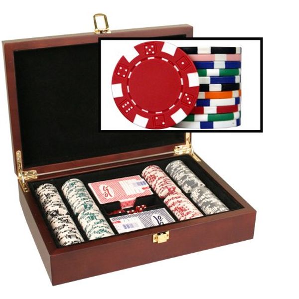 DA VINCI Mahogany Wood Poker Chip Set with 200 11.5 Gram Chips