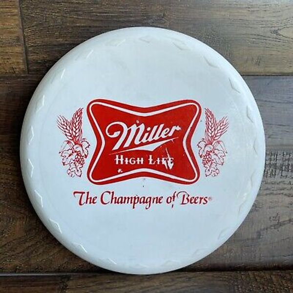 Vintage MILLER HIGH LIFE “The Champagne of Beers” White Flying Disc Frisbee