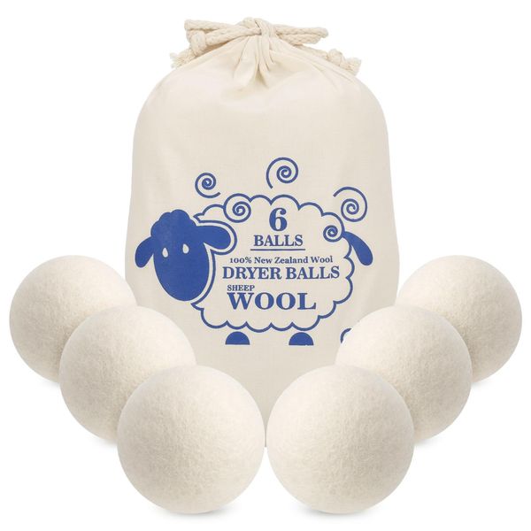 Partideal 6 Pack Wool Tumble Dryer Balls for Laundry, Reduce Drying Time, Wrinkles & Static Cling, 100% New Zealand Sheep Wool Natural Organic Fabric Softener Handmade and Reusable 7cm, 40g