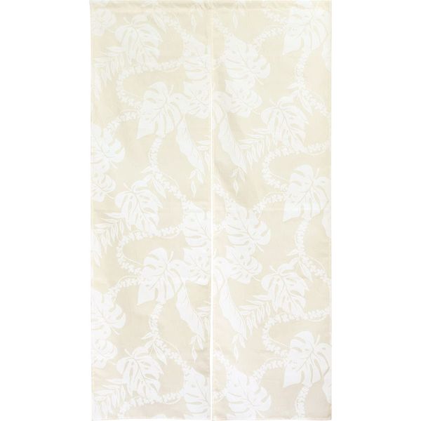 Noren Hawaiian Cotton Room Divider Curtain Hawaiian Monstera Beige White (Width 33.5 x Length 59.1 inches) 95714