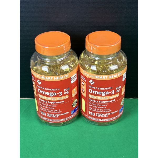 2 Member's Mark Triple Strength Omega-3 from Fish Oil 900mg Softgels 150Ct 08/25