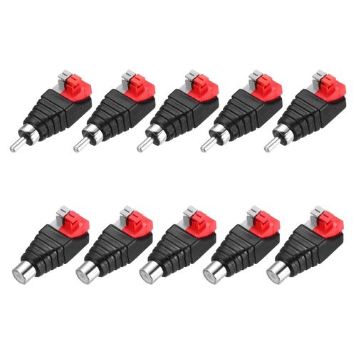 MECCANIXITY 6 Pack RCA Male Female Speaker Wire Cable Solderless Metal Nickel Plating RCA Speaker Wire Adapter to Audio Male Female Connector Adapter Plug Jack, Black