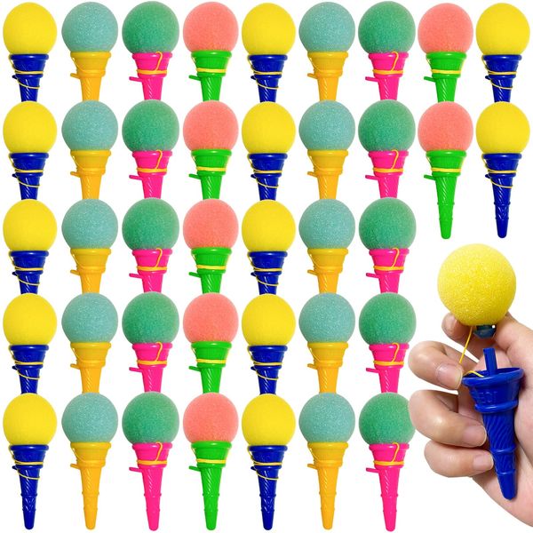 Hdagbnn 36 Pcs Ice Cream Shooters Toy,4 Inch Ice Cream Ball Toy,Mini Ice Cream LauncherCream, Foam Ball Launcher Cone Sponge Balls for Carnival Prize,Party Favors,Goody Bag Filler Kids,Children Gifts