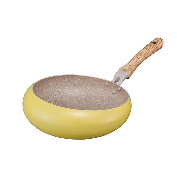 Doshisha Frying Pan that is Easy to Shake and Splash, 10.2 inches (26 cm), Induction Compatible, Gas Fire, PFOA Free, Wok, Stir-fried Vegetables, Large, Yellow