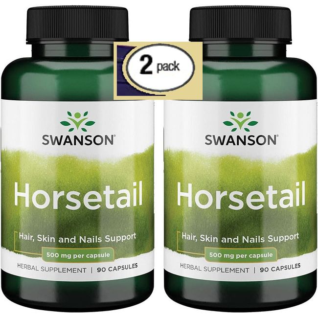 2 Pack, HORSETAIL,  500 mg 180 Caps (2x90), Healthy Hair, Skin & Nail, Exp. 2025