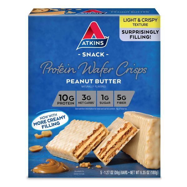 Atkins Protein Wafer Crisps, Peanut Butter, Keto Friendly, 5 Count