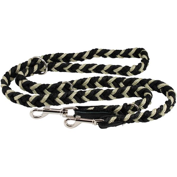 6 Way European Multifunctional Braided Dog Leash, Adjustable Schutzhund Lead 42"-68" Long 4 Sizes Beige (Small: 5/8" Wide)