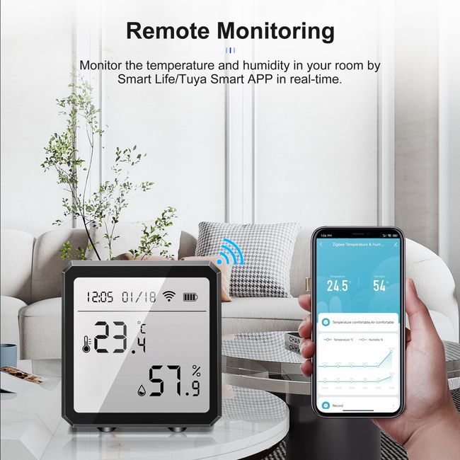 Tuya Smart ZigBee Temperature And Humidity Sensor With LCD Display