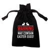 Flox Creative White Organic Large Drawstring Pouch Set of 6 Happiness is Easter Eggs
