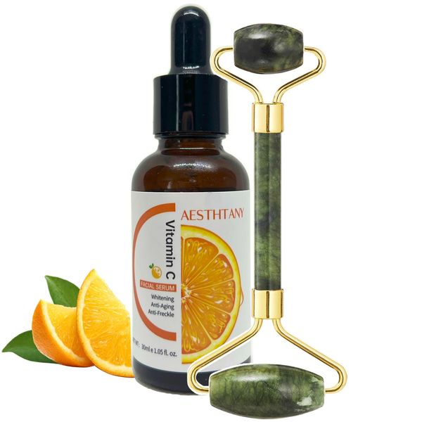 Vitamin C Serum and Jade Roller Set