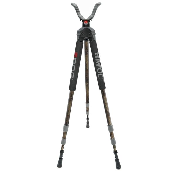 BOG Havoc Camo Tripod Shooting Rest with Lightweight Aluminum Construction, High Density Foam Grips, Twist-Style Lock Legs, and Universal Shooting Rest Head for Hunting, Shooting, and Outdoors